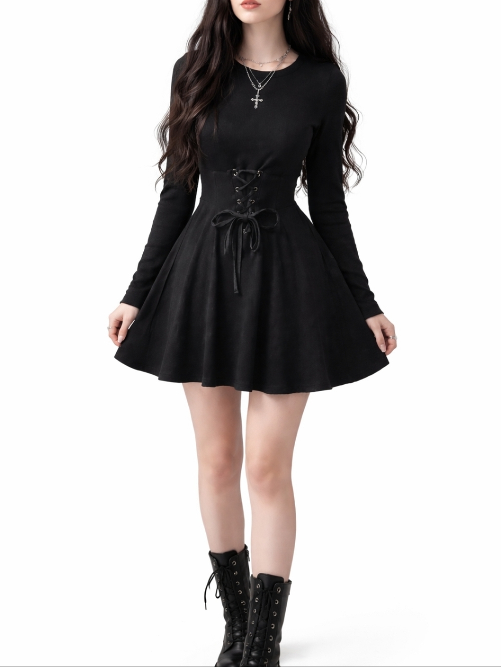 Black gothic steampunk corset dress witchy  whimsigoth Knit Mini dress sz S